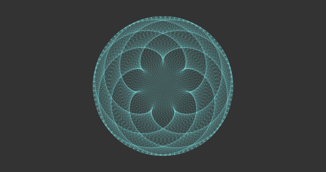 Geometric sketch generated  with multiplications and modulus.