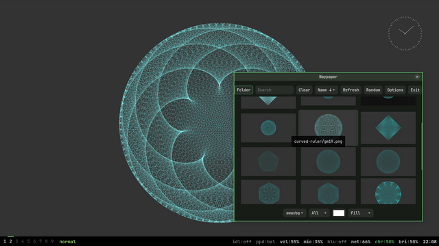 Screenshot of a desktop displaying geometric wallpapers