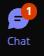 Teams chat icon with a red "1" badge