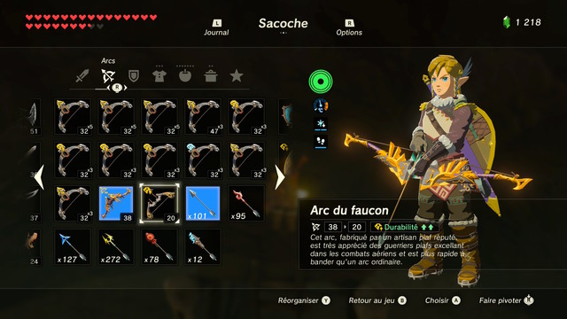 My bow inventory in BotW, with 11 Lynel bows