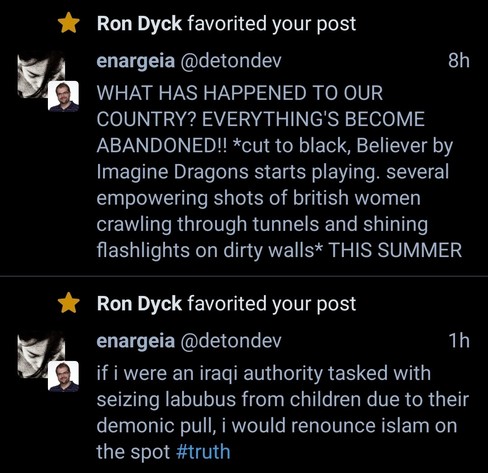 ron dyck is a fan of abandoned britain and iraqi labubus