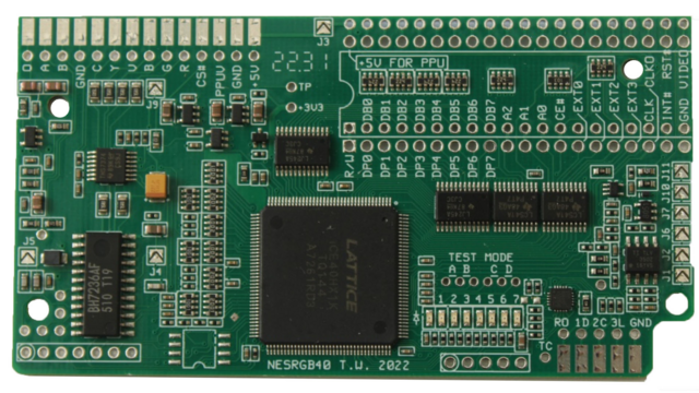 A picture of the NESRGB PCB which will allow the NES to output nice clean RGB video.