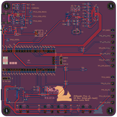 A picture of of the KiCad board layout view.