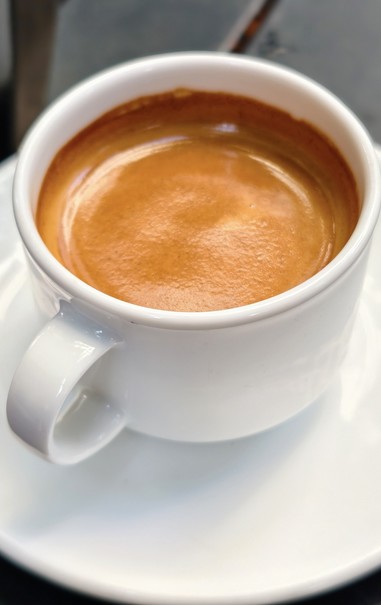 A cup of espresso, with a nice crema on top