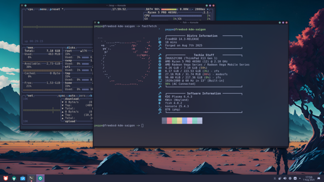 Screenshot of Plasma 6.4.3, running in Wayland on FreeBSD 14.3