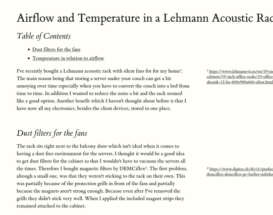Screenshot of one of the blog posts with the new style.