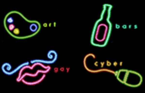 neon icons. art. bars. gay. cyber.