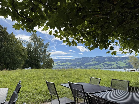 A picture of lake Zurich as seen from the canteen at OST Rapperswil. 