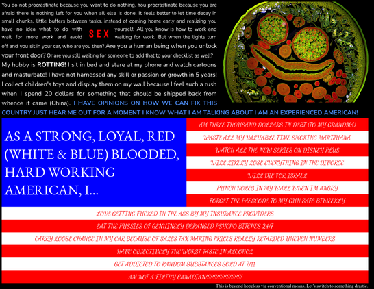as a strong loyal red blooded hard working american