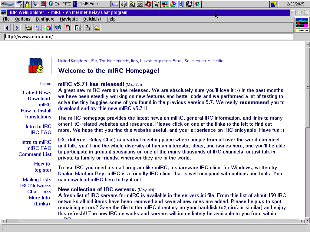 WebExplorer en ejecución