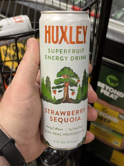 A can of Huxley branded energy drink