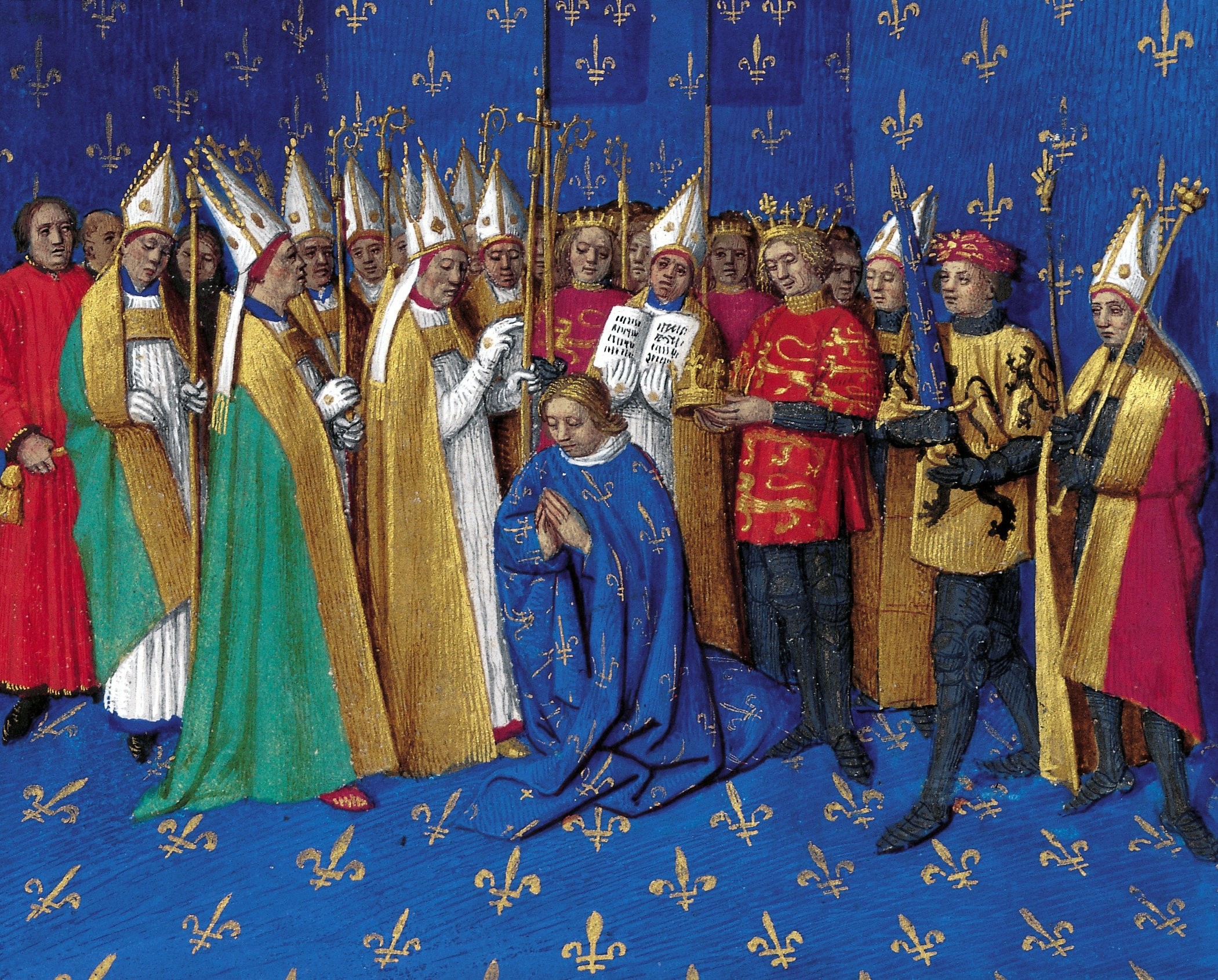 a new king. blue dashed with gold and some red and green