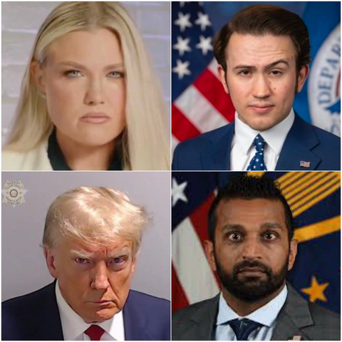 charles kirk's wife, trump, kash patel, and the other guy whose name i forget all doing the same sorta constipated irritated sorta face