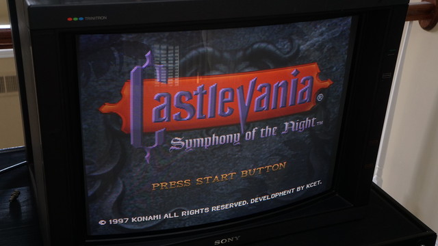 Post picture fix, the image of Castlevania Symphony of the Night's start screen looks exactly the way it's supposed to.