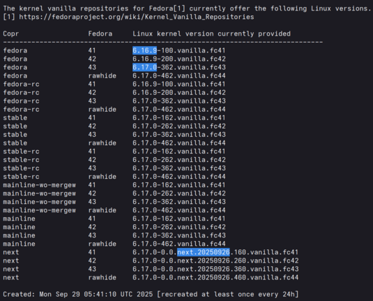 screenshot of https://www.leemhuis.info/files/kernel-vanilla/repostatus.txt