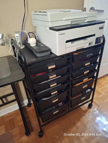 Old and shaking printer stand.
