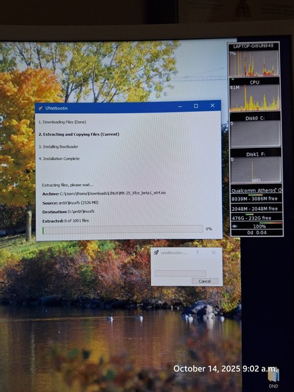 Burning beta #mxlinux to a USB stick in preparation for upgrading from Win10 to Linux.