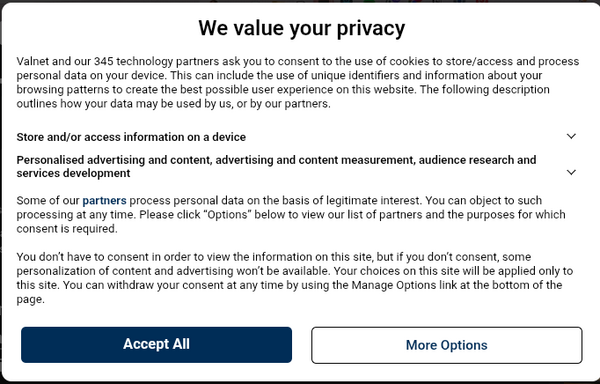A BS privacy screen.  Two options.

1. Accept everything 

or

2. Jump through hoops and hundreds of clicking NO for each partner.