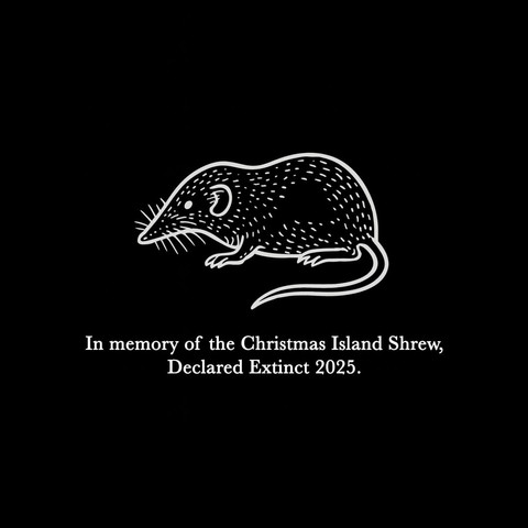 in memory of the Christmas island shrew, declared extinct 2025