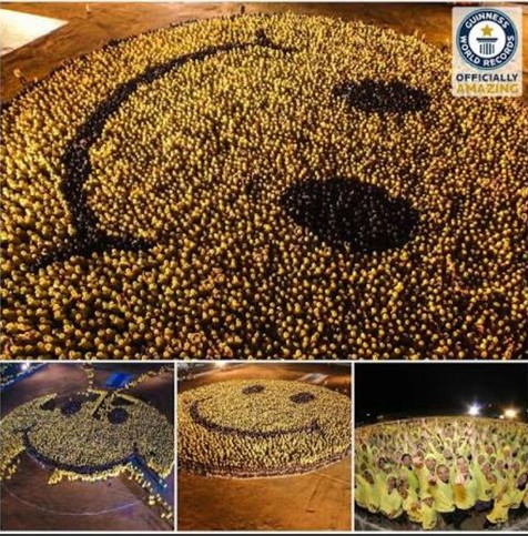 record smiley made from people