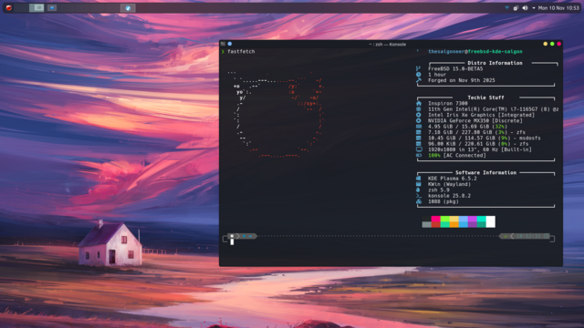 Fetch of KDE Plasma 6.5.2. Wayland on FreeBSD 15 beta