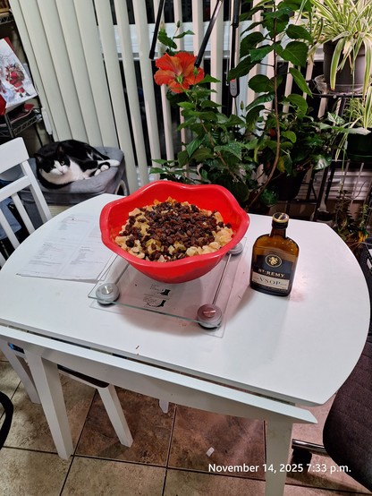 7.5 pounds of dried and candied fruits for old school fruit cakes.