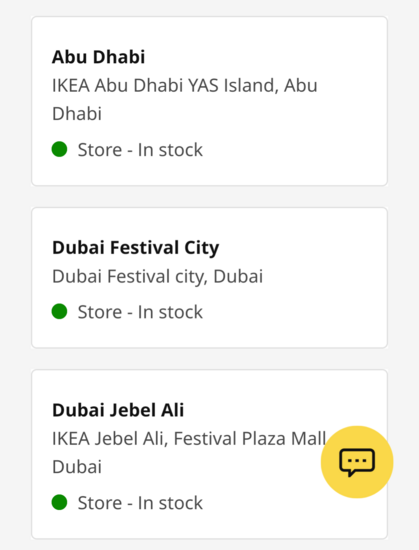 Three UAE stores with item in stock