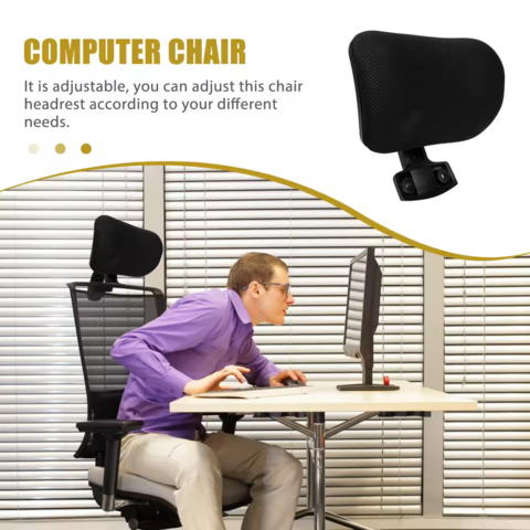 A guy doing the shrimp pose at his computer and not using either the backrest or headrest