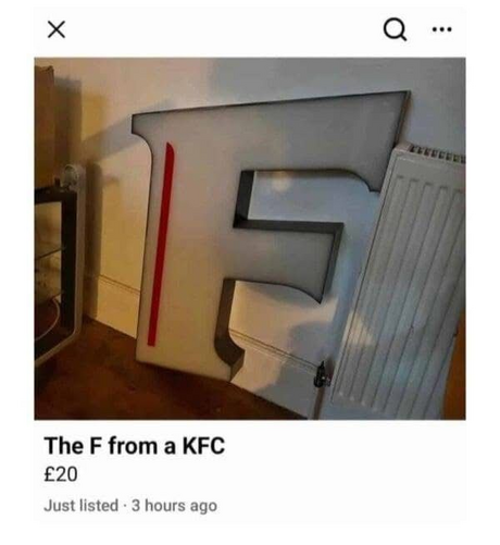 the f from KFC 20 euros on the online market