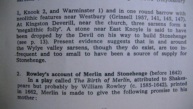a page from a book about legendary history and folklore of stonehenge.
something about some stones that the devil dropped on one of the Deverills etc.
shame i ain't got no photos. 