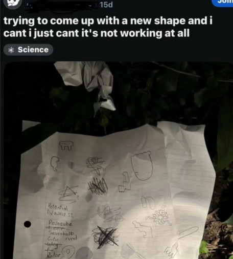 trying to come up with a new shape and i cant i just cant its not working at all