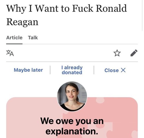 wikipedia why i want to fuck ronald regan we owe u an explanation