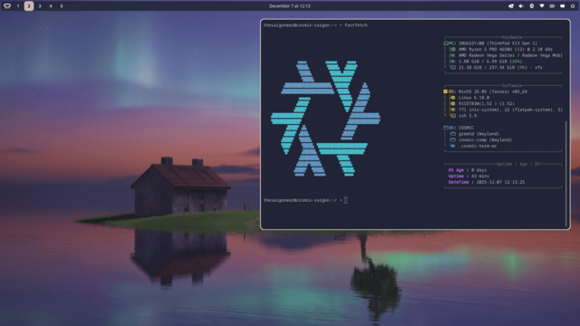 Fetch of cosmix-saigon, Cosmic DE on NixOS and built on top of Nixbook.