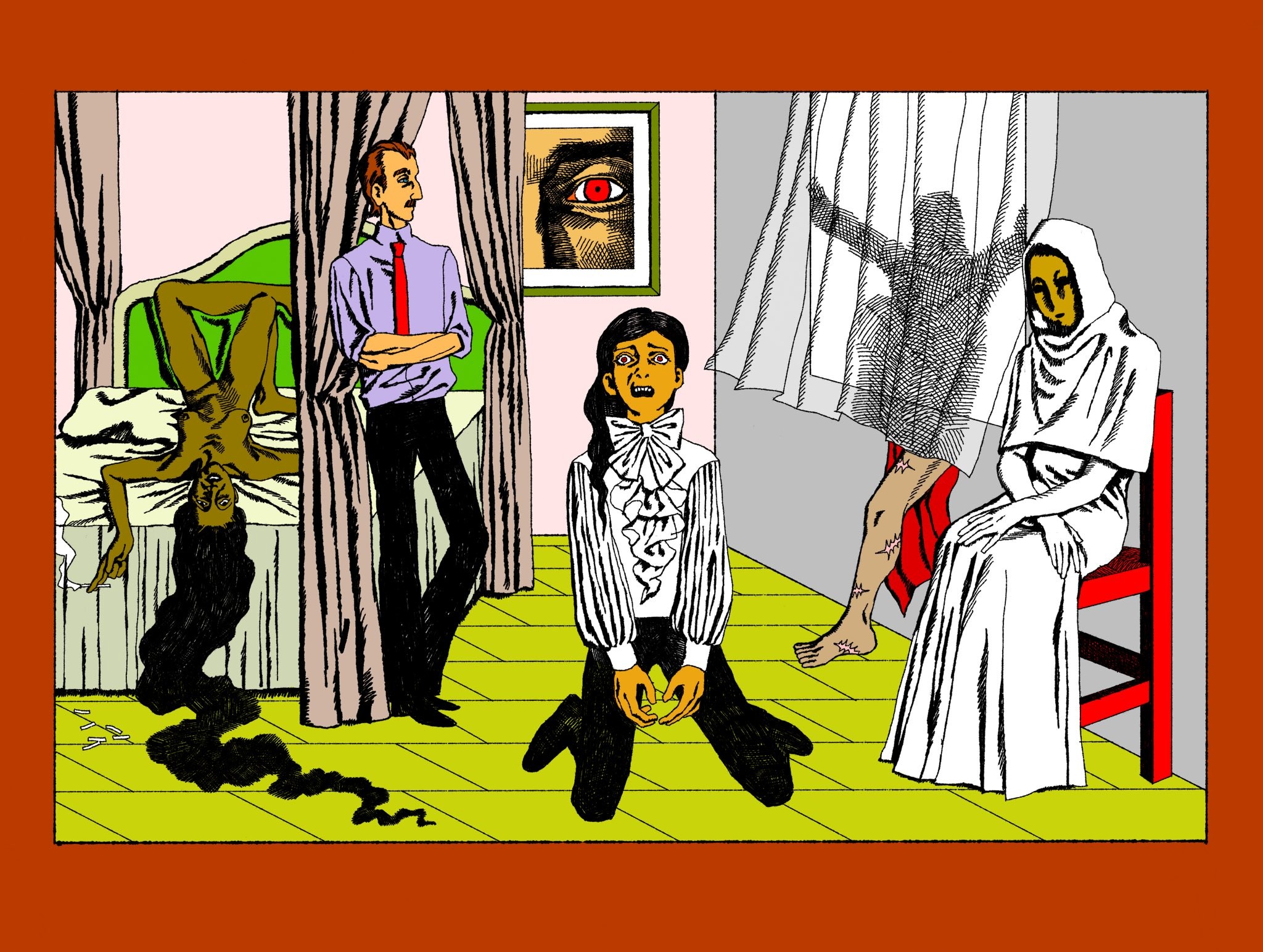 assorted people and eye of the painting