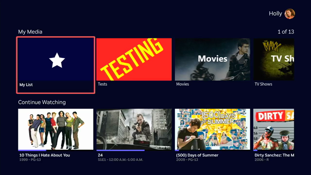 Demo video of Jellyfin for Roku using thumb images instead of poster images in library screens.