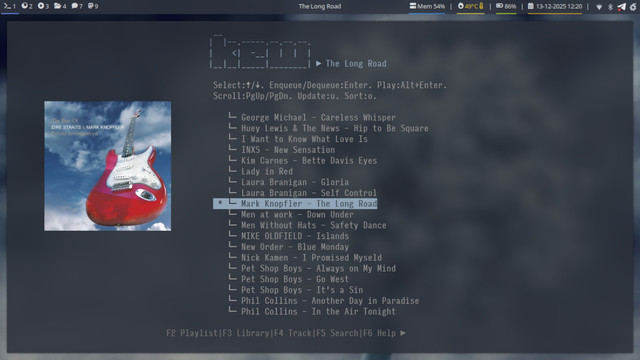 Screenshot of the kew music player on my Linux desktop