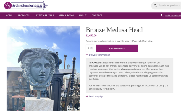 Bronze Medusa head.

You know, I wonder if a blind person looking at Medusa would just, like, not work? Is that her Achilles heel?