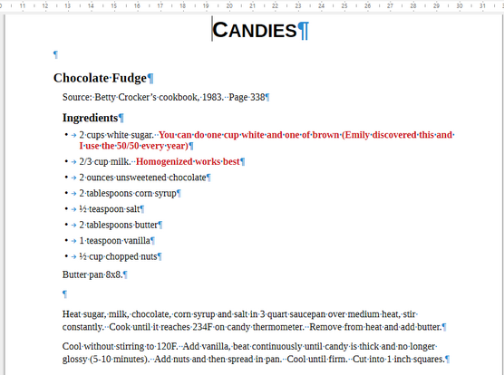 Recipe for chocolate fudge.