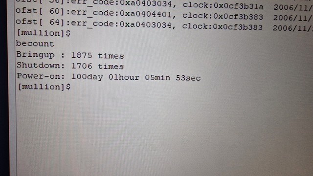 SYSCON also says it was on only 100 days, ~2401 hours