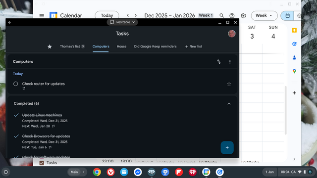 Google tasks with my reminders.