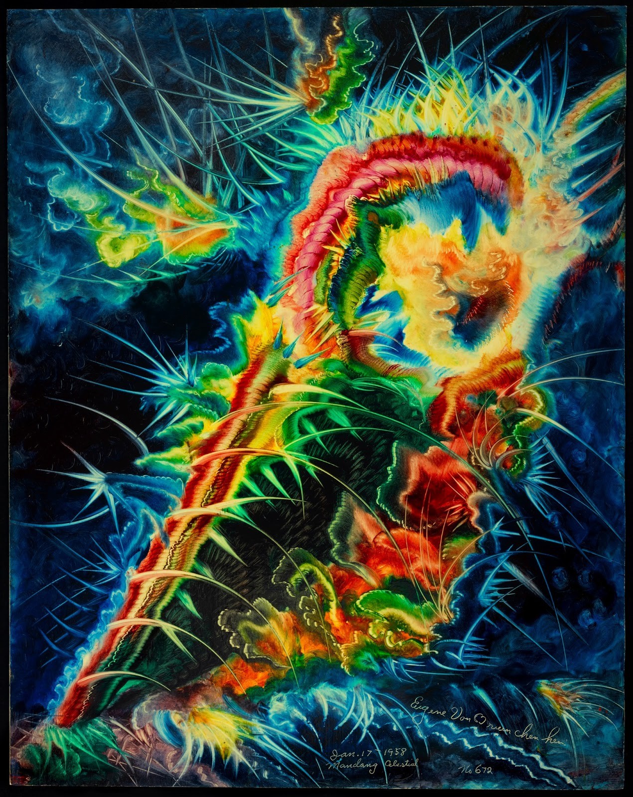 bright glowing yellows and reds and greens and blues of the plant ridges