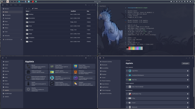 Scrot of universix-saigon, my Cosmic bootc image based on a solid Bluefin base