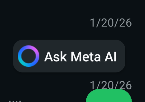 A big fucking button labeled Ask Meta AI that covers a third of the timeline across its height