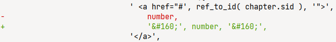Code diff.
Added non-breaking spaces around var "number" inside some template generating an HTML link.