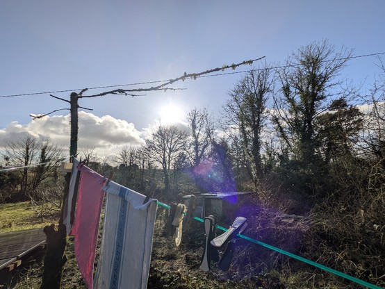 Light, sun, warm, +laundry on the line