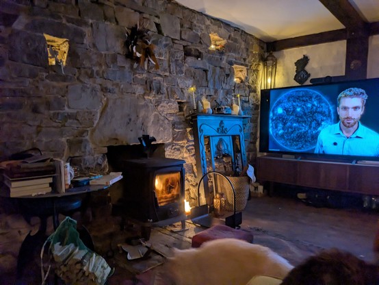 Cozy cottage at night