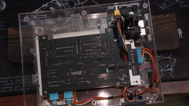 The top of the NESessity mainboard showing a surprising lack of flux after being submerged in isopropyl alcohol.