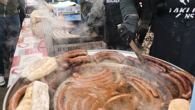 Sausages frying