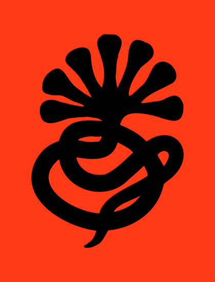 the seven headed black snake silhouette on bright red that looks more like some sort of deadly microscopic being inside u