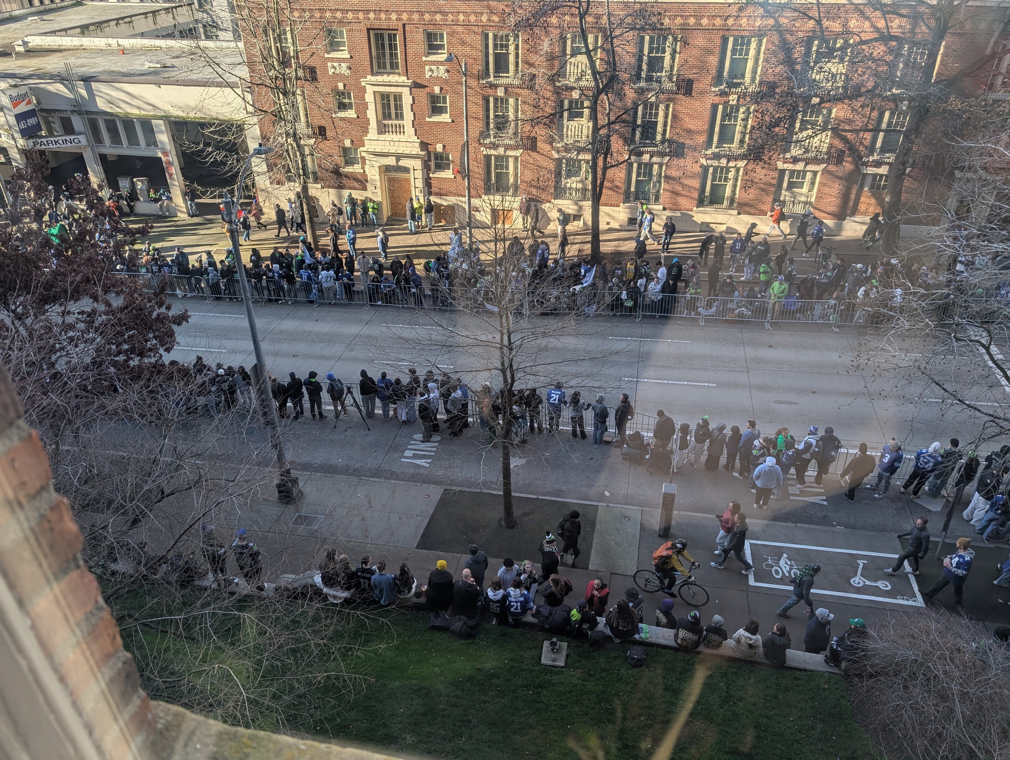 Not as many sportsball fans, but the parade doesn't start for like 2 hours.